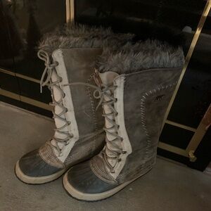 Sorel Joan of Artic Gray Fur-Trimmed Winter Boots -Waterproof….